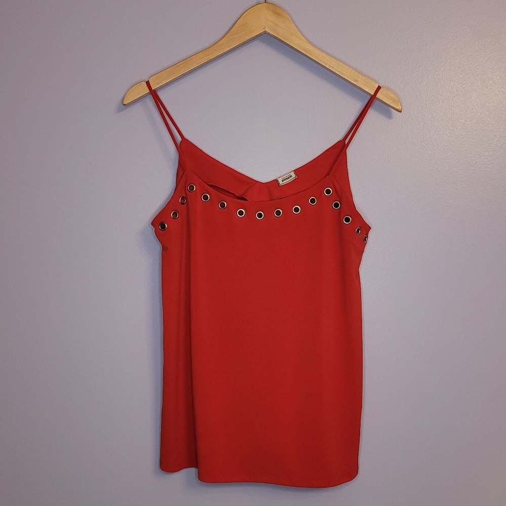 🍂 Pimkie Red Tank with Silver Eyelets